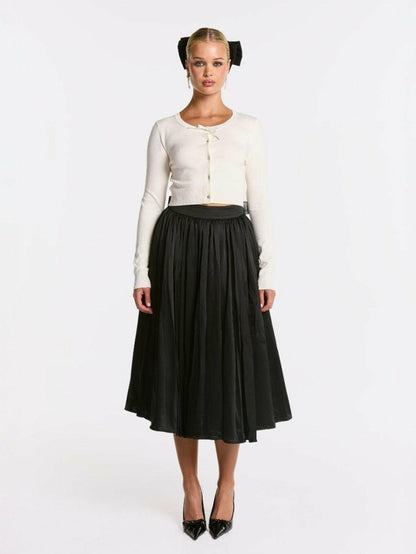Nana Jacqueline Piper Skirt: Black Midi Skirt for Cocktail Party Black