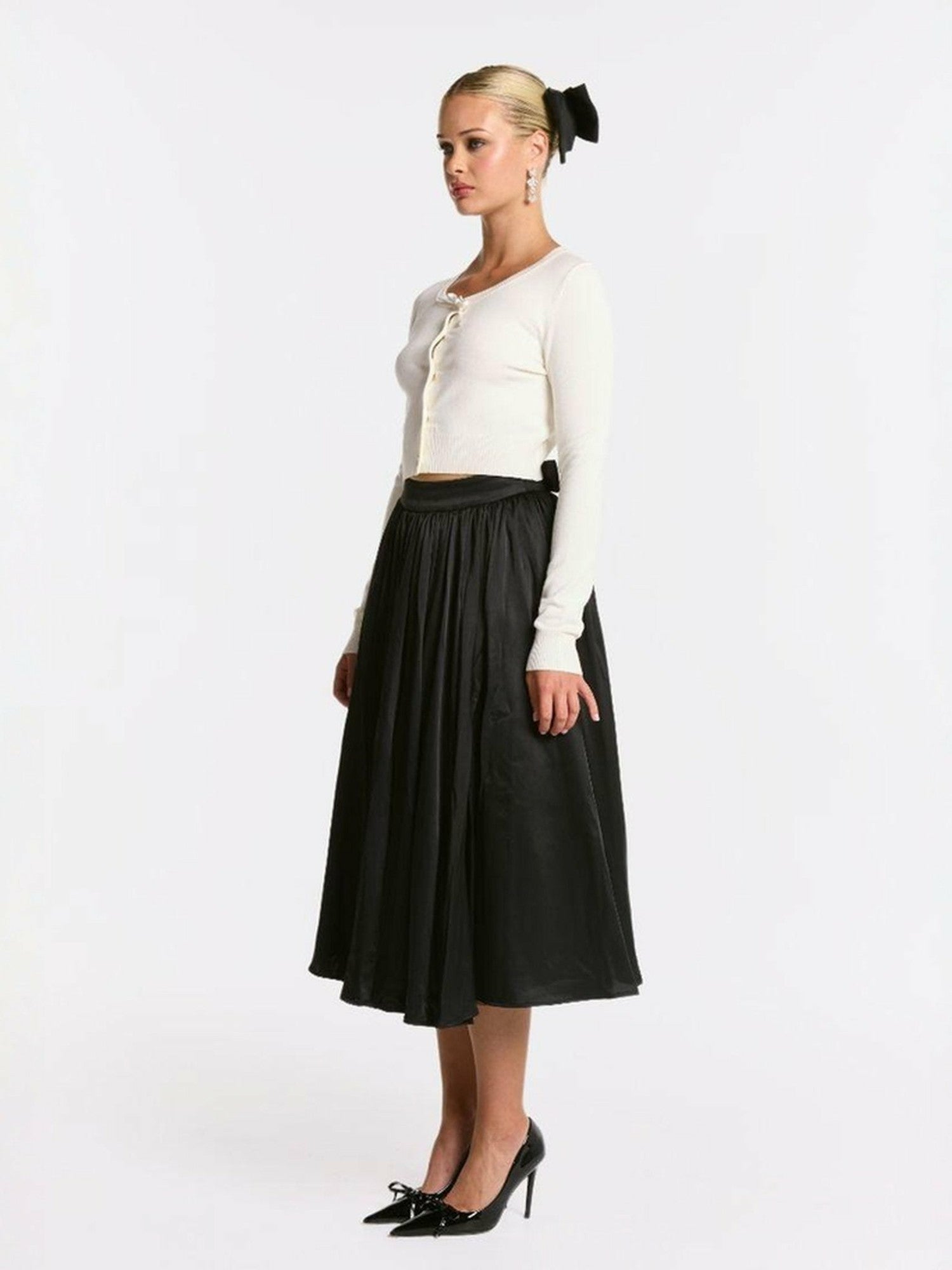 Nana Jacqueline Piper Skirt: Black Midi Skirt for Cocktail Party Black