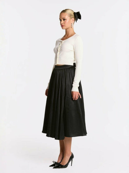 Nana Jacqueline Piper Skirt: Black Midi Skirt for Cocktail Party Black