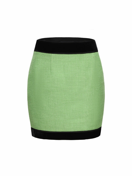 Nana Jacqueline Michelle Tweed Skirt: Green Skirt for Brunch Green