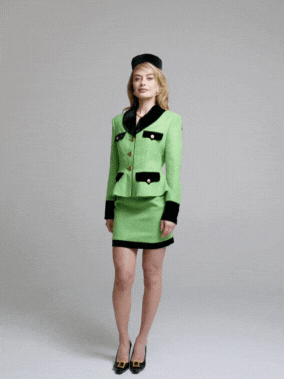 Nana Jacqueline Michelle Tweed Skirt: Green Skirt for Brunch Green
