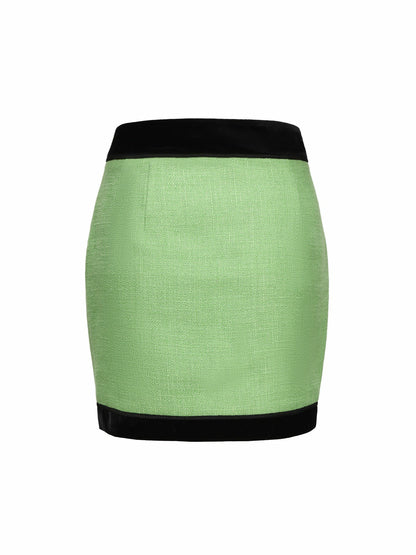 Nana Jacqueline Michelle Tweed Skirt: Green Skirt for Brunch Green