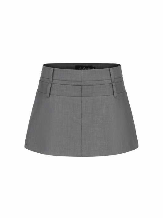 Nana Jacqueline Anna Skirt: Grey Mini Skirt for Brunch Grey