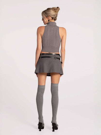Nana Jacqueline Anna Skirt: Grey Mini Skirt for Brunch Grey
