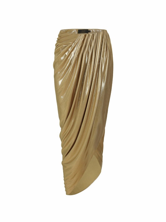 Nana Jacqueline Amina Skirt: Gold Midi Skirt for Cocktail Party Gold