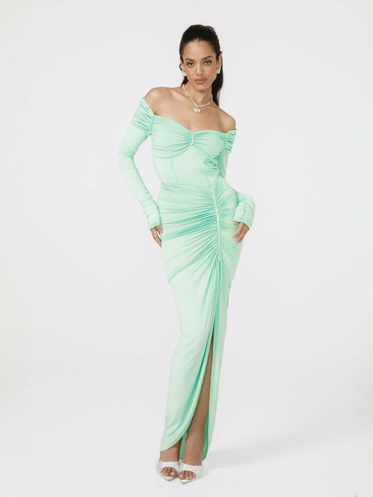 Nana Jacqueline Millie Skirt: Green Maxi Skirt for Vacation Dinner Green