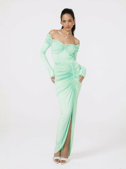 Nana Jacqueline Millie Skirt: Green Maxi Skirt for Vacation Dinner Green