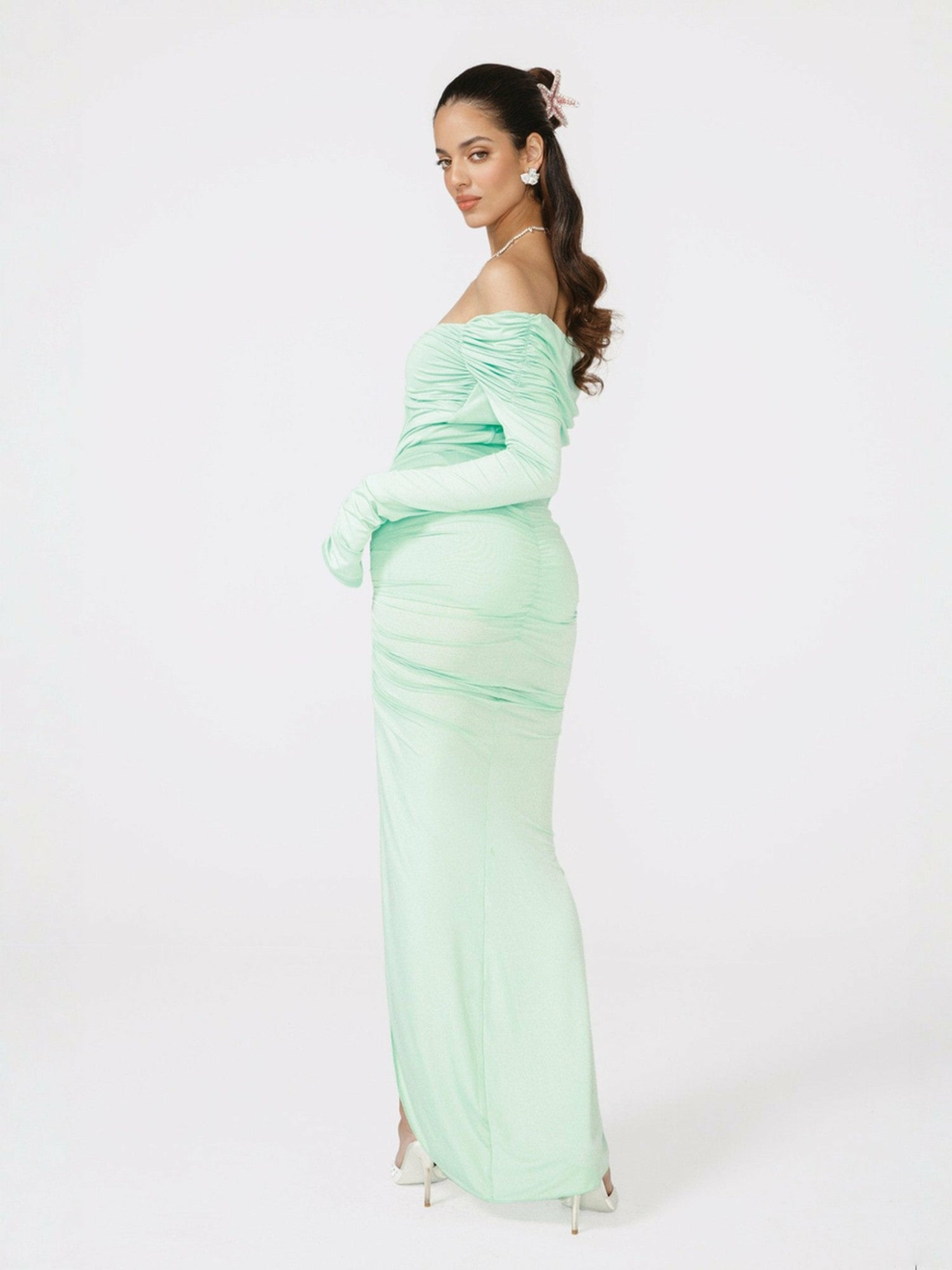 Nana Jacqueline Millie Skirt: Green Maxi Skirt for Vacation Dinner Green