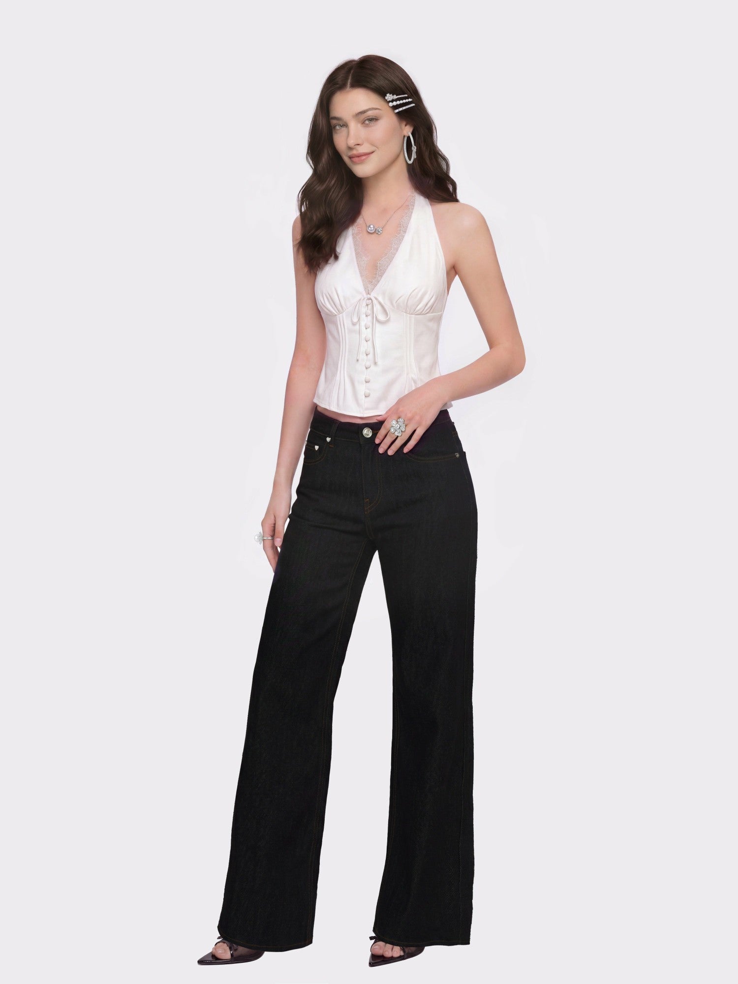 Nana Jacqueline Catalina Wide-Leg Blue Jeans Dark Blue