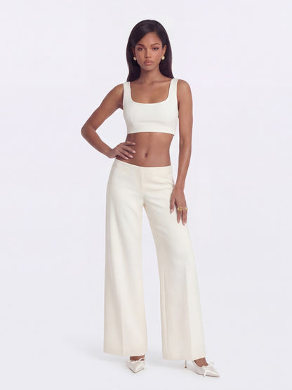 Nana Jacqueline Juliette Textured Wide-Leg White Tailored Pants White