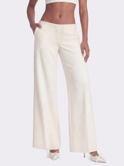 Nana Jacqueline Juliette Textured Wide-Leg White Tailored Pants White