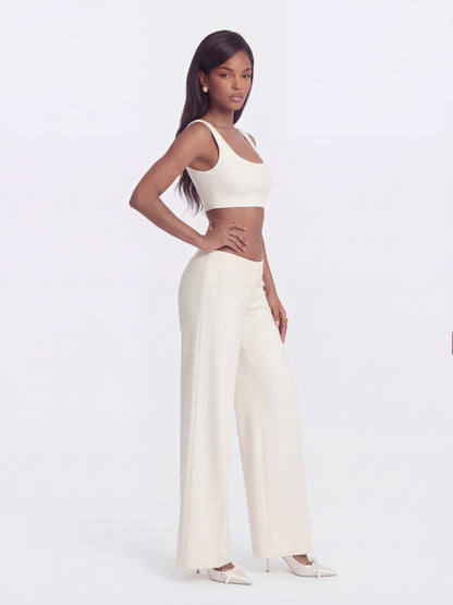 Nana Jacqueline Juliette Textured Wide-Leg White Tailored Pants White