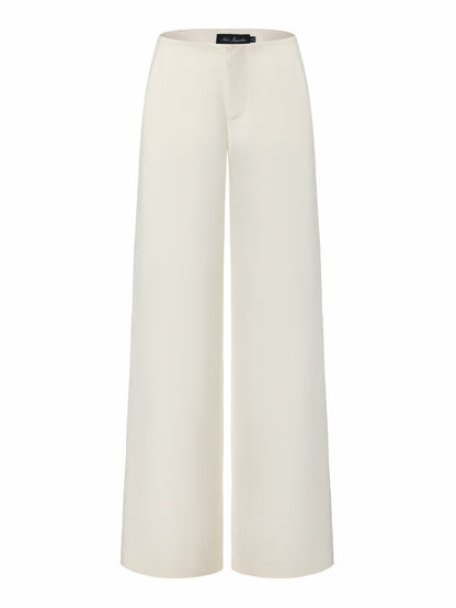 Nana Jacqueline Juliette Textured Wide-Leg White Tailored Pants White