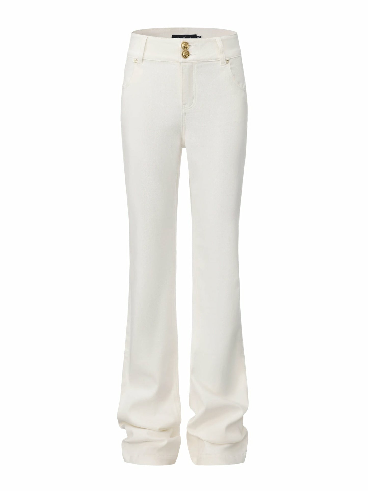 Nana Jacqueline High-Waist White Denim Jeans with Crystal Detail White