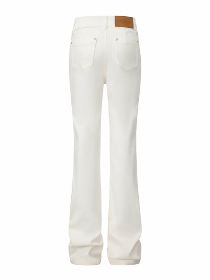 Nana Jacqueline High-Waist White Denim Jeans with Crystal Detail White