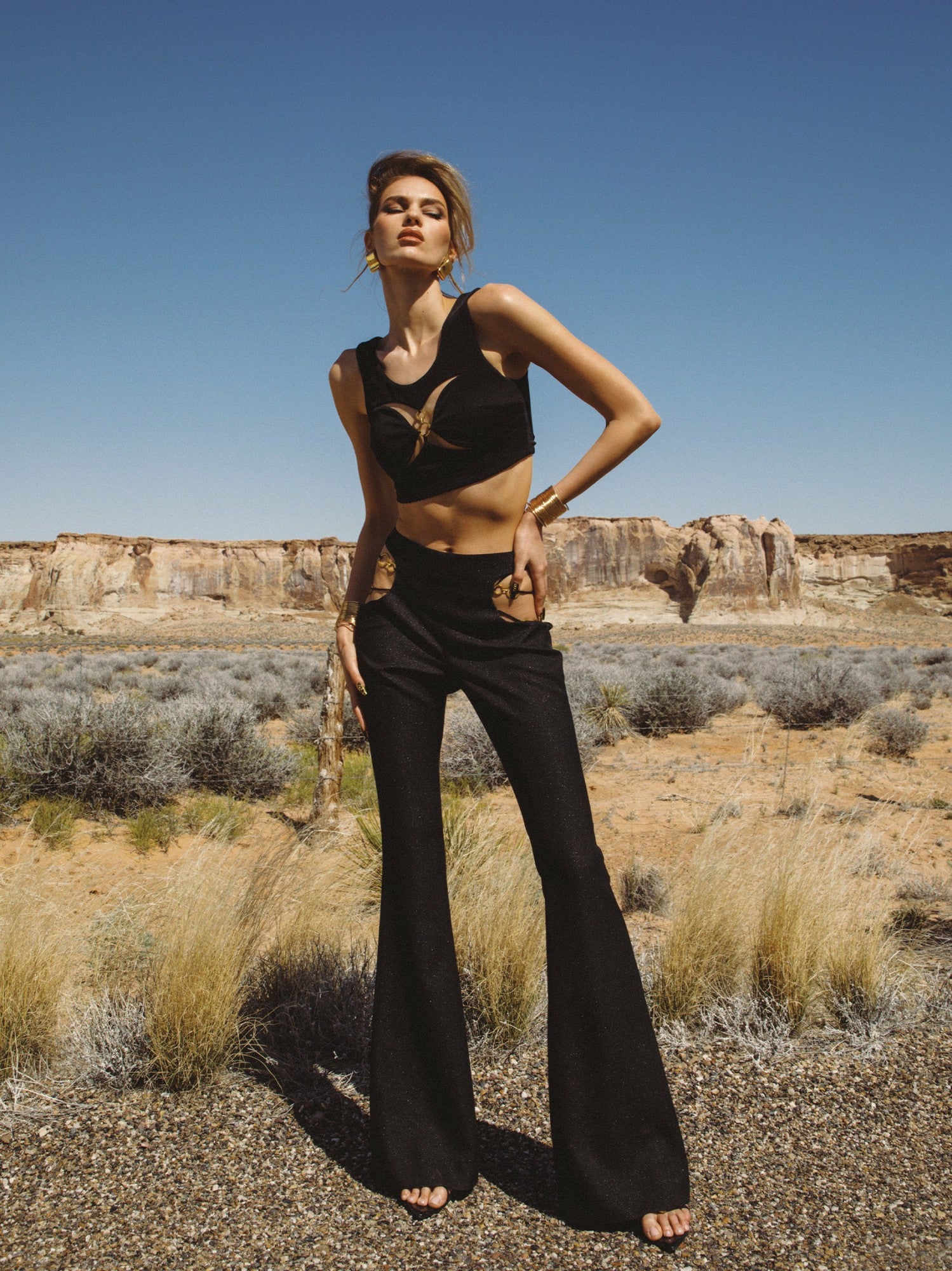 Nana Jacqueline Sahara Flared Pants: Black Pants for Girls' Night Out Black