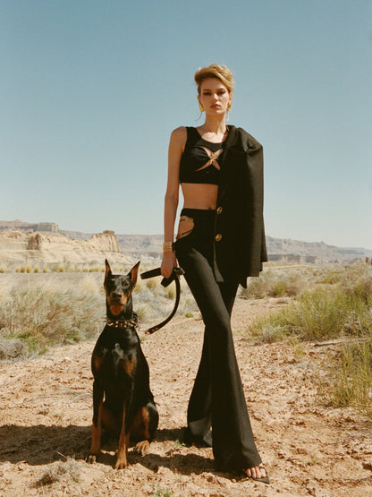 Nana Jacqueline Sahara Flared Pants: Black Pants for Girls' Night Out Black