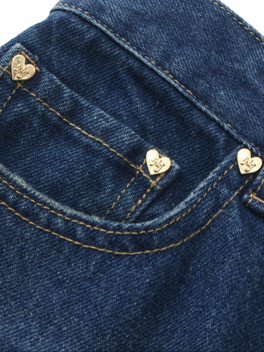 Nana Jacqueline Dark Blue High-Waist Straight Leg Jeans Blue