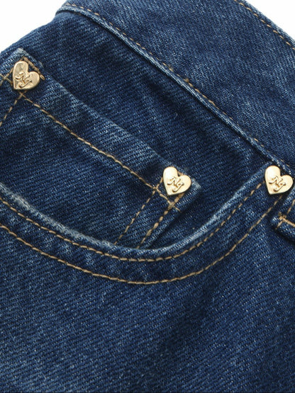Nana Jacqueline Dark Blue High-Waist Straight Leg Jeans Blue