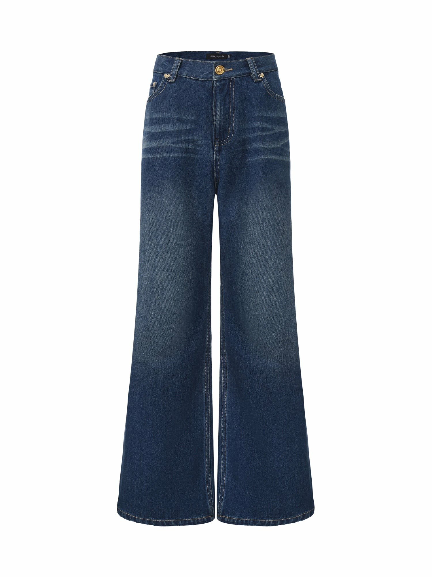 Nana Jacqueline Dark Blue High-Waist Straight Leg Jeans Blue