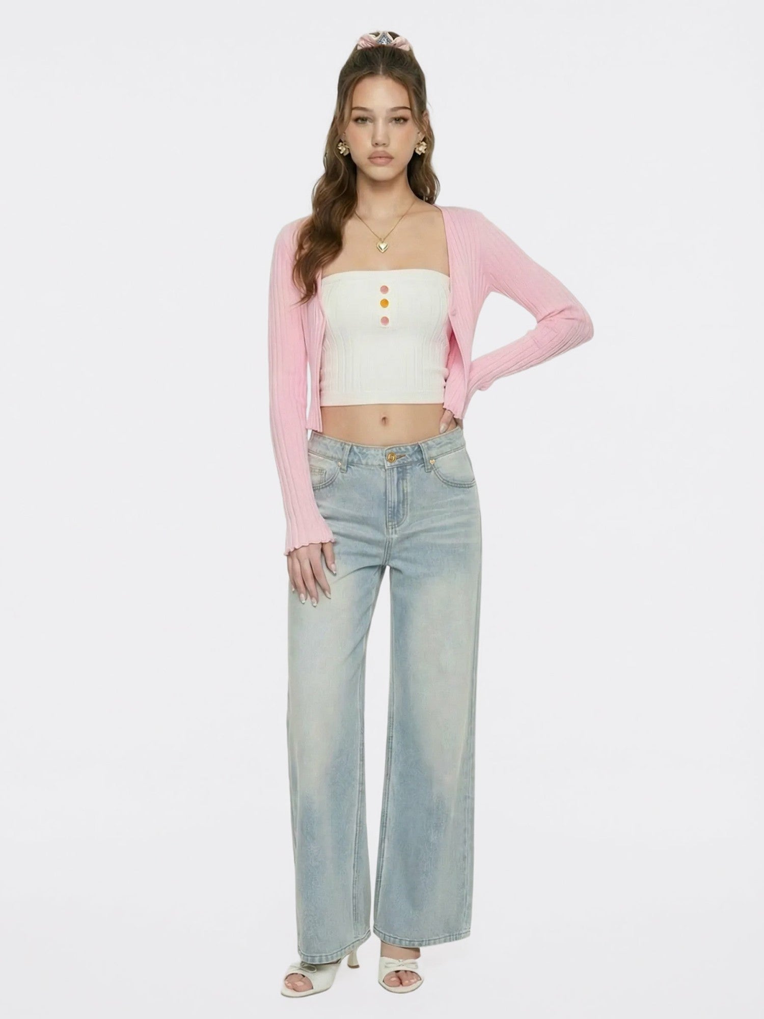 Nana Jacqueline Light Blue Low-Rise Straight Leg Jeans Light Blue