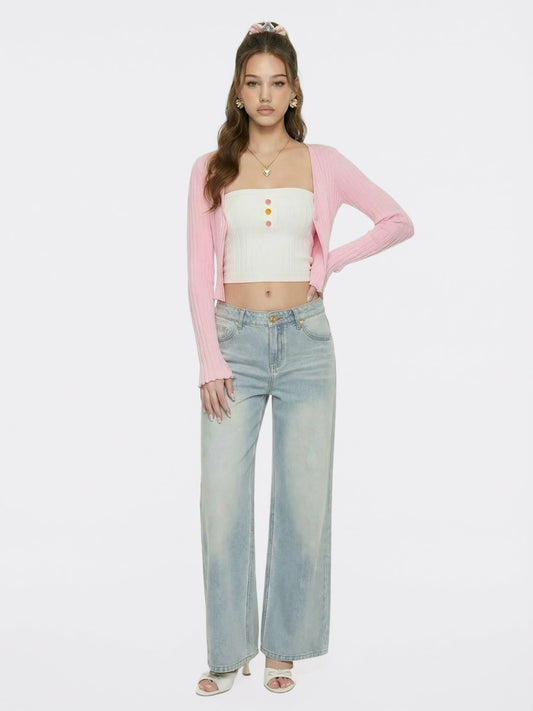 Nana Jacqueline Light Blue Low-Rise Straight Leg Jeans Light Blue