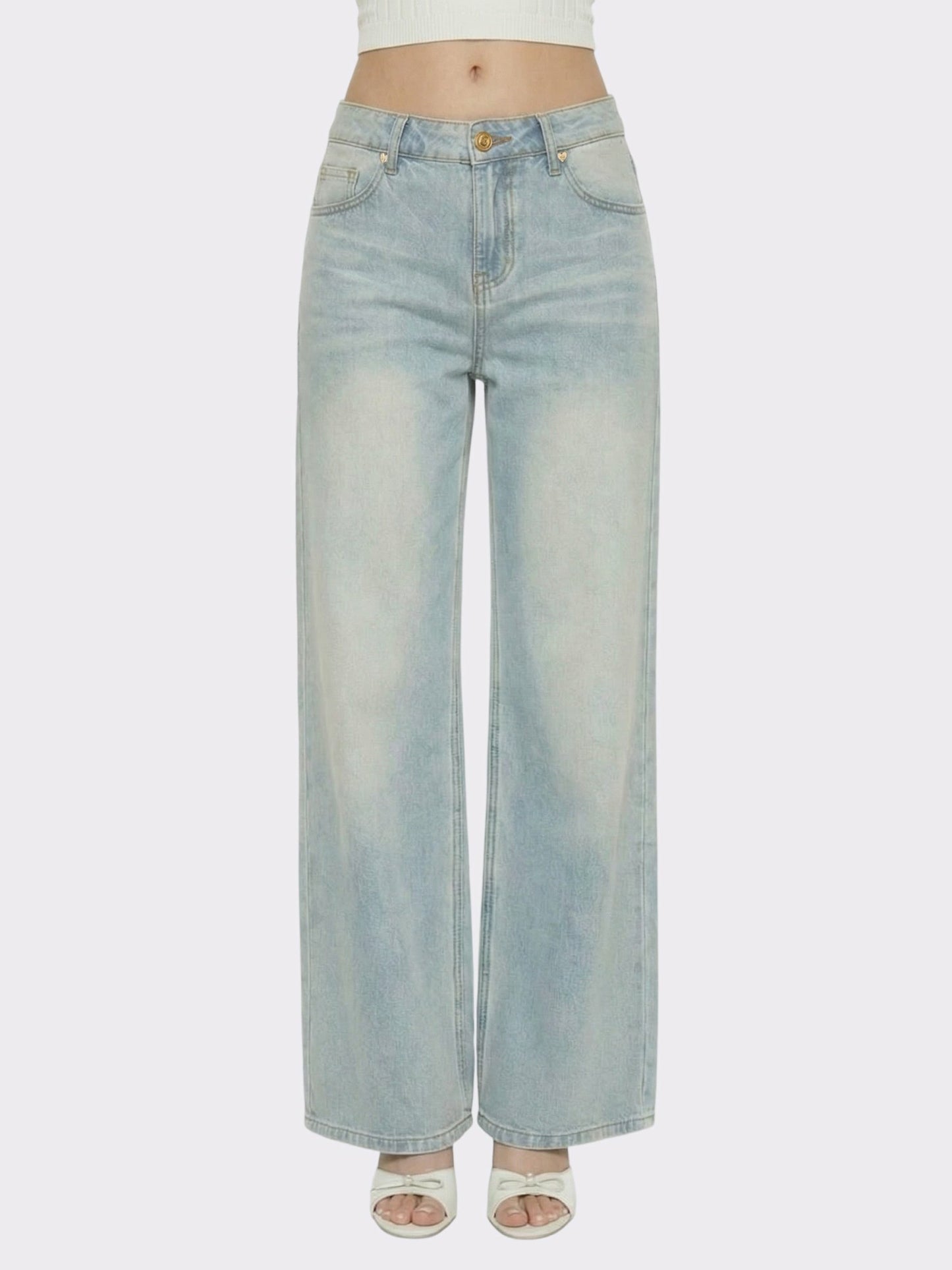 Nana Jacqueline Light Blue Low-Rise Straight Leg Jeans Light Blue