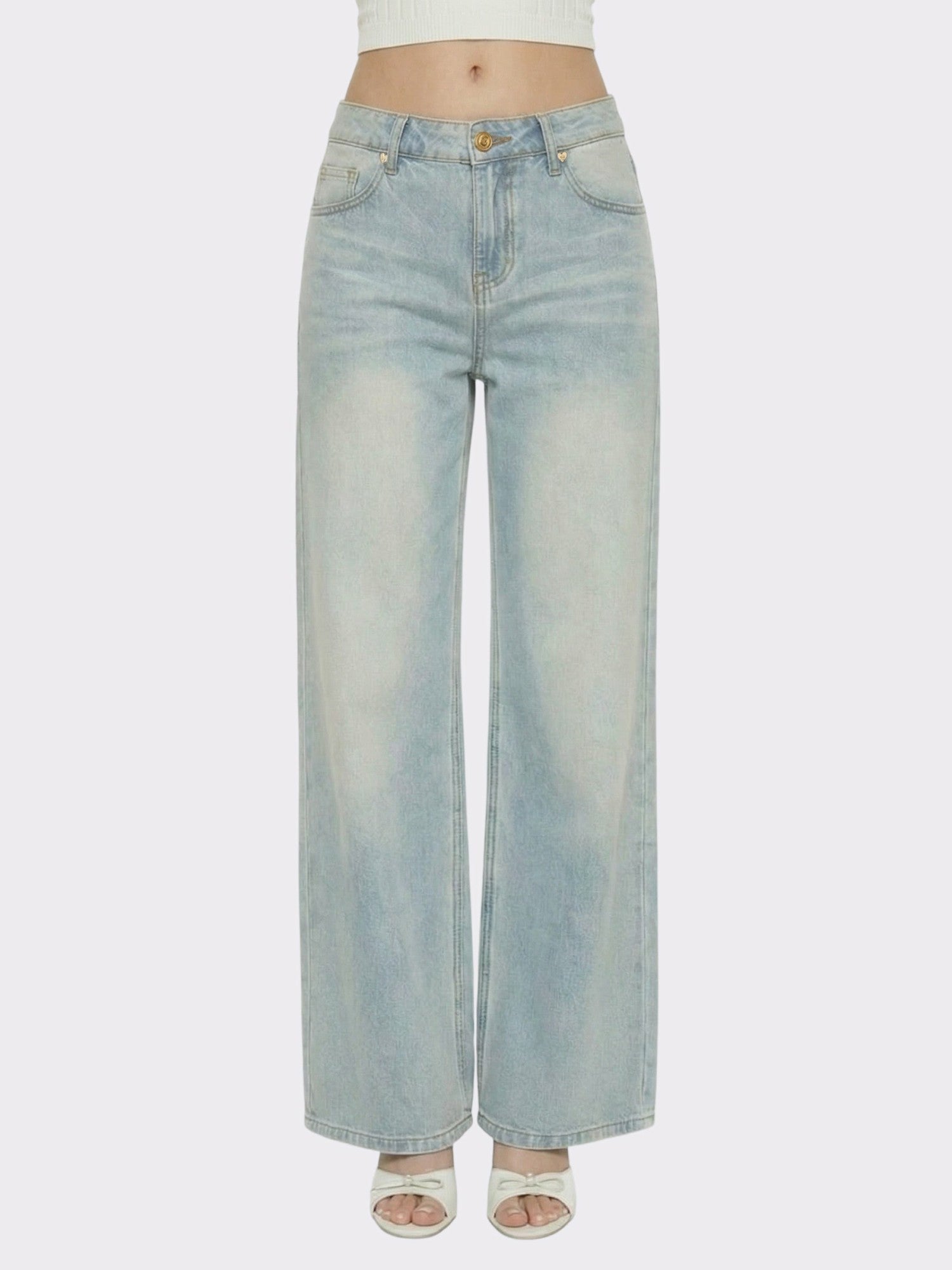 Nana Jacqueline Light Blue Low-Rise Straight Leg Jeans Light Blue