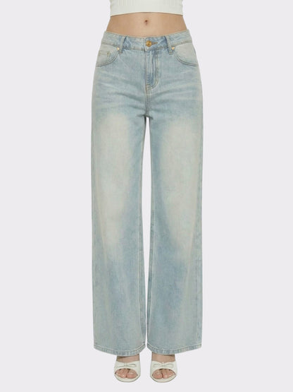 Nana Jacqueline Light Blue Low-Rise Straight Leg Jeans Light Blue