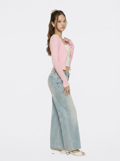 Nana Jacqueline Light Blue Low-Rise Straight Leg Jeans Light Blue