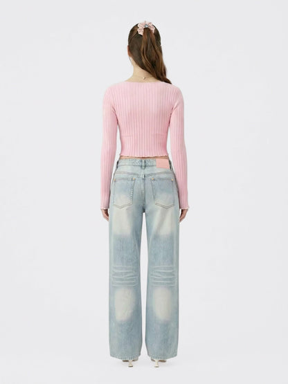 Nana Jacqueline Light Blue Low-Rise Straight Leg Jeans Light Blue