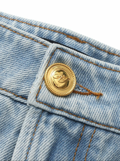 Nana Jacqueline Light Blue Low-Rise Straight Leg Jeans Light Blue