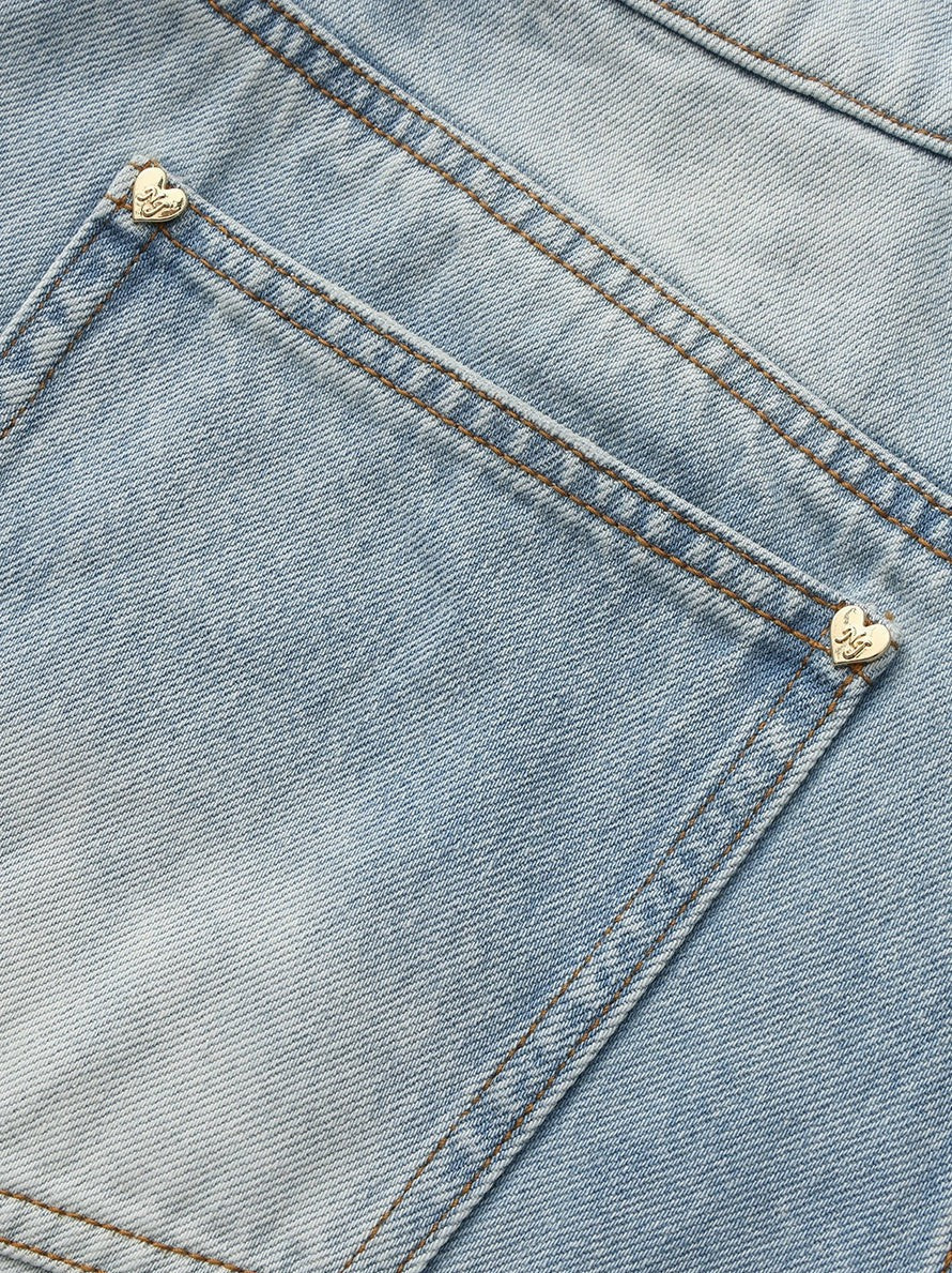 Nana Jacqueline Light Blue Low-Rise Straight Leg Jeans Light Blue