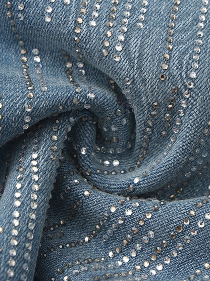 Nana Jacqueline High-Waist Blue Denim Jeans with Crystal Detail Blue