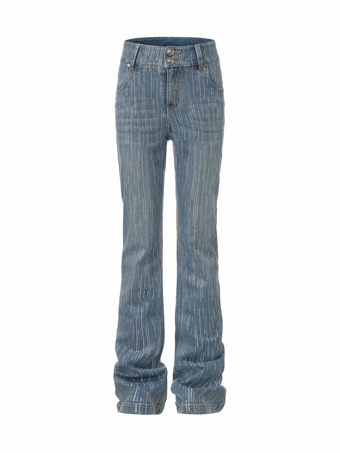 Nana Jacqueline High-Waist Blue Denim Jeans with Crystal Detail Blue