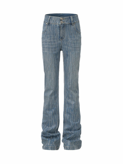 Nana Jacqueline High-Waist Blue Denim Jeans with Crystal Detail Blue