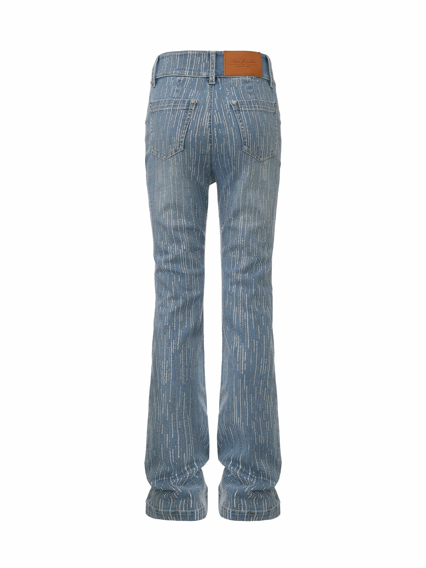 Nana Jacqueline High-Waist Blue Denim Jeans with Crystal Detail Blue
