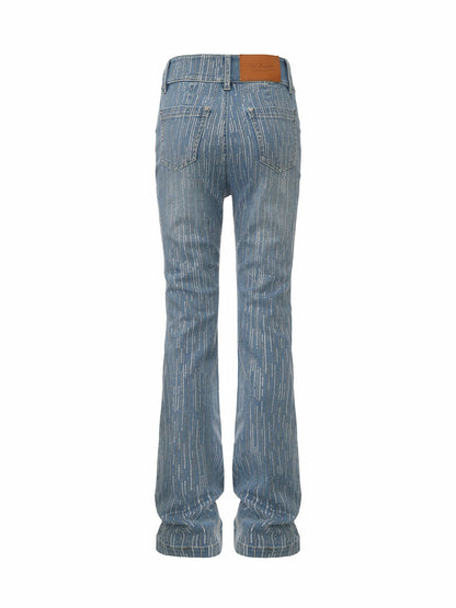 Nana Jacqueline High-Waist Blue Denim Jeans with Crystal Detail Blue