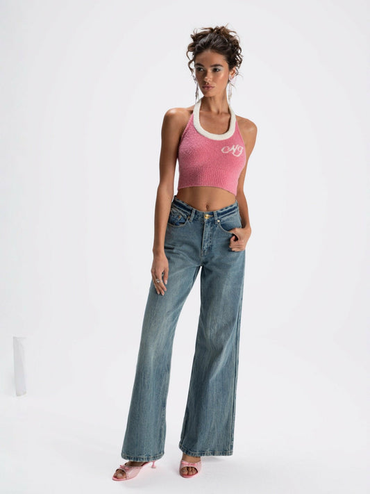 Nana Jacqueline Jamie Heart Wide-Leg Jeans: Denim Jeans for Casual Daytime Outfit Denim