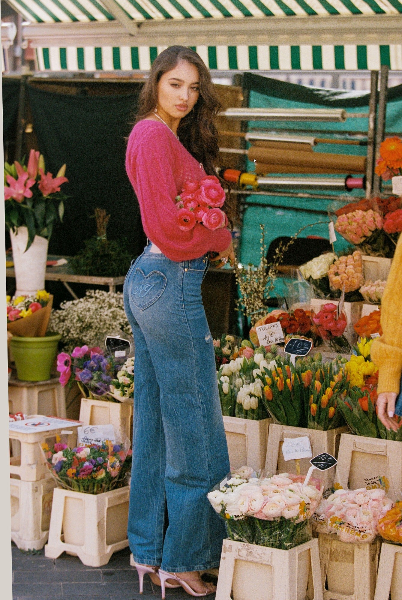 Nana Jacqueline Jamie Heart Wide-Leg Jeans: Denim Jeans for Casual Daytime Outfit Denim