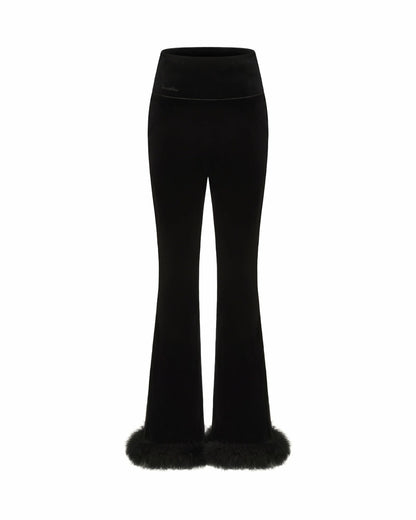 Nana Jacqueline Estelle Velvet Pants: Black Velvet Pants for Cocktail Party Black