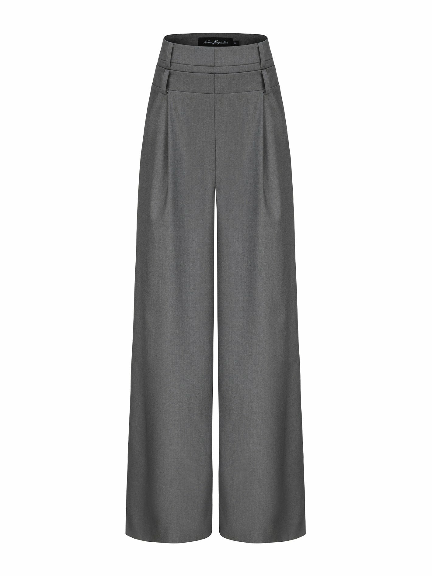 Nana Jacqueline Anna Pants: Grey Wide-Leg Pants for Workwear Grey