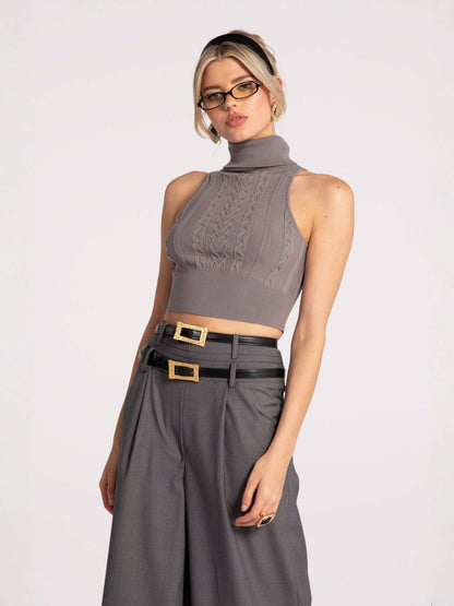 Nana Jacqueline Anna Pants: Grey Wide-Leg Pants for Workwear Grey