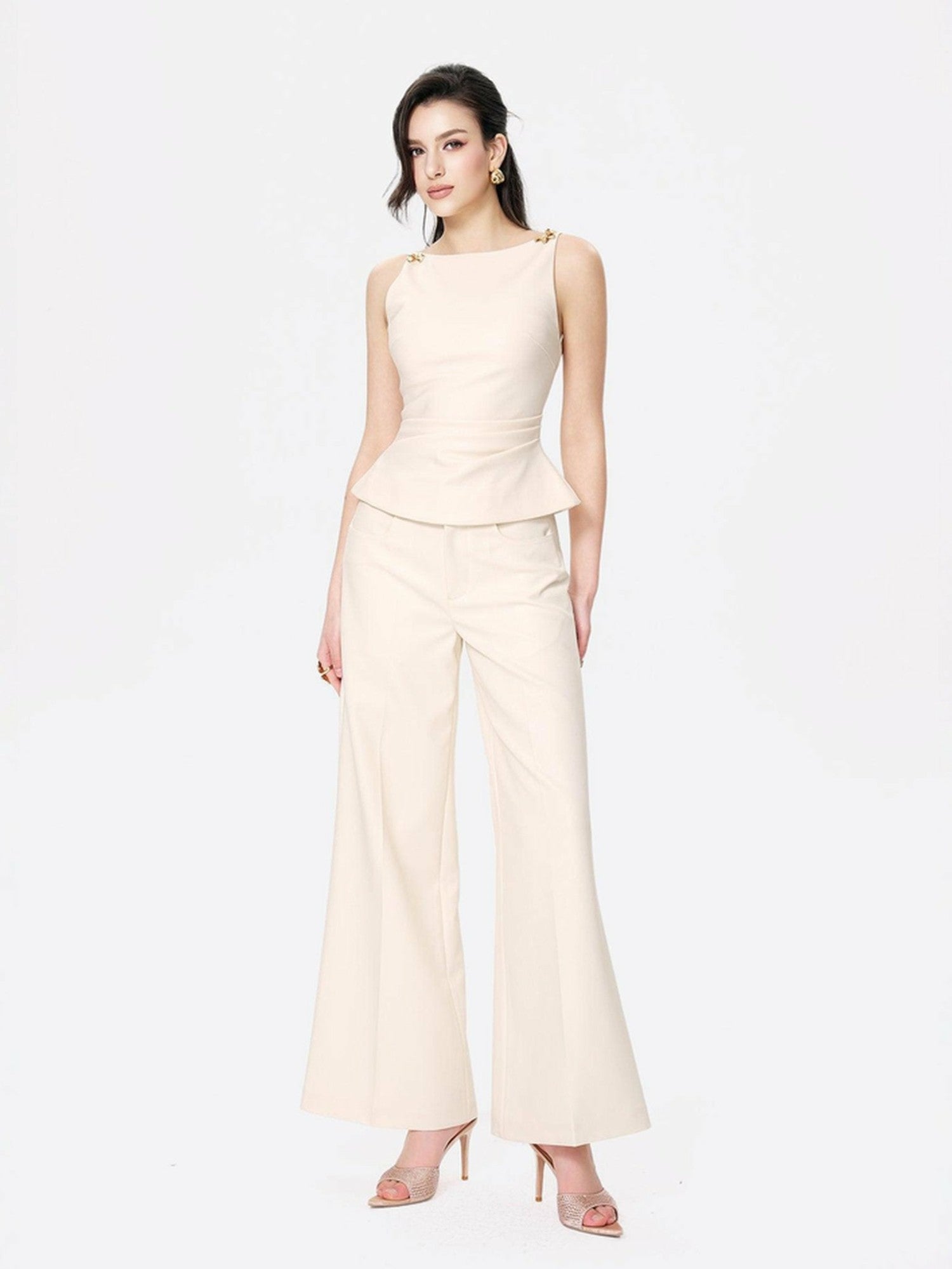 Nana Jacqueline Selena Pants: Beige Pants for Resort Brunch Beige