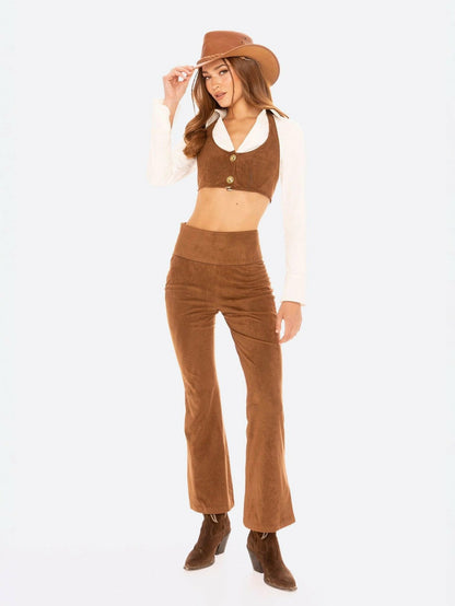 Nana Jacqueline Hailey Flared Pants: Brown Pants for Date Night Brown