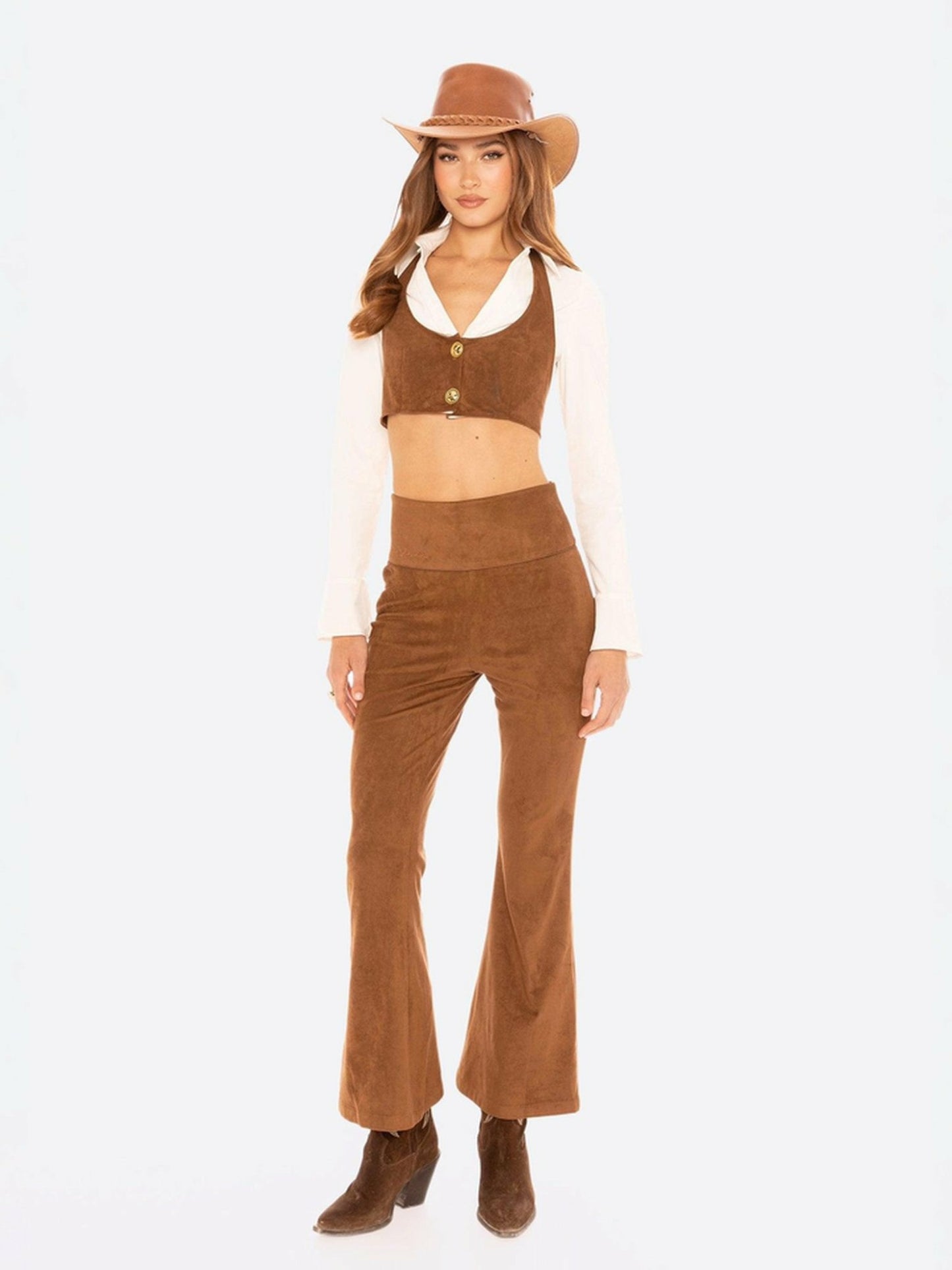 Nana Jacqueline Hailey Flared Pants: Brown Pants for Date Night Brown