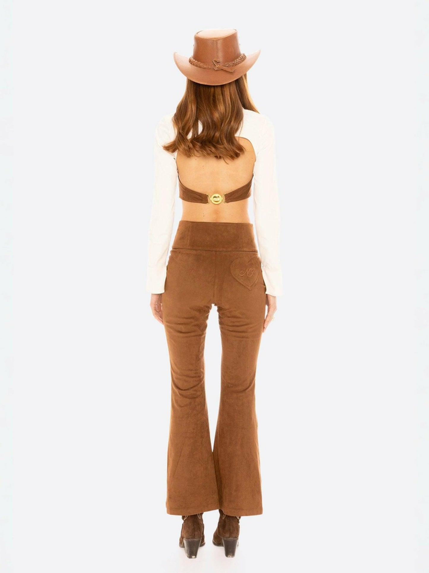 Nana Jacqueline Hailey Flared Pants: Brown Pants for Date Night Brown