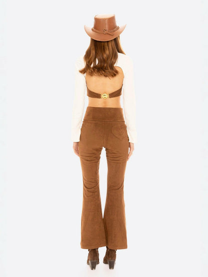 Nana Jacqueline Hailey Flared Pants: Brown Pants for Date Night Brown