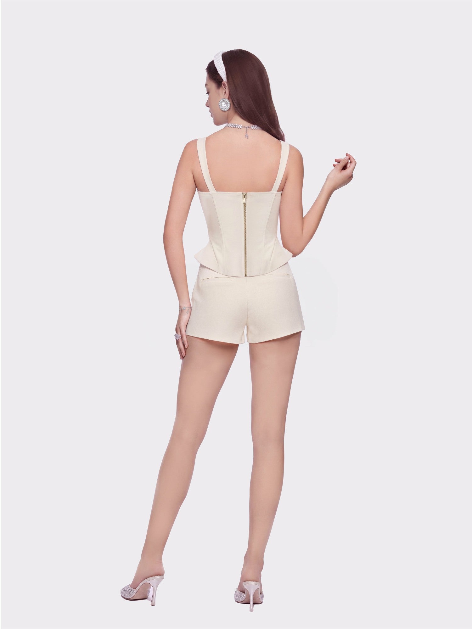 Nana Jacqueline Avalon Straight-Leg Champagne Shorts Champagne