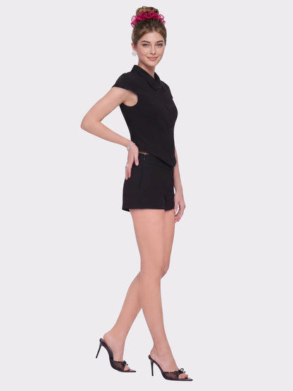 Nana Jacqueline Avalon Straight-Leg Black Shorts Black